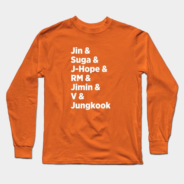 BTS Nicknames - Bangtan Boys Names Long Sleeve T-Shirt by We Love Pop Culture